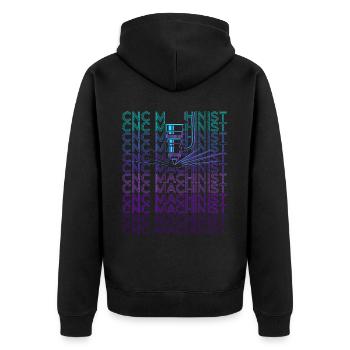 CNC Processor Machine Operator Retro - Unisex Premium Organic Zip Hoodie - black - Back - Nico (187cm)