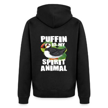 Puffin Bird Gift - Unisex Premium Organic Zip Hoodie - black - Back - Nico (187cm)