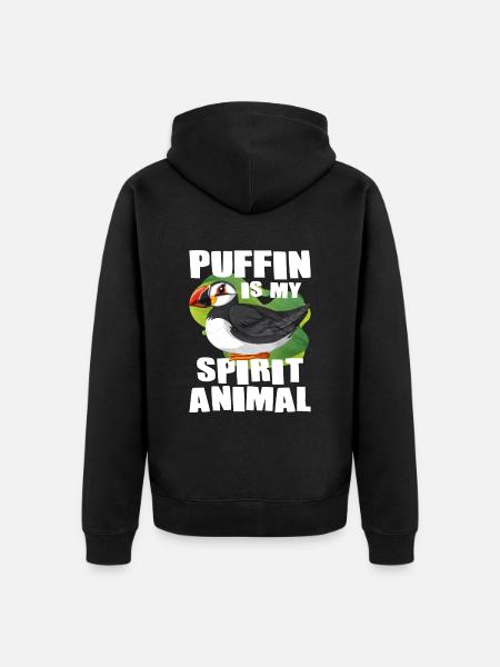 Puffin Bird Gift - Unisex Premium Organic Zip Hoodie - black