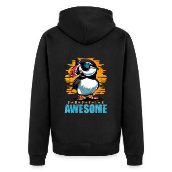 Puffin Bird Gift - Unisex Premium Organic Zip Hoodie - black - Back - Nico (187cm)