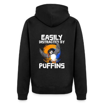 Puffin Bird Gift - Unisex Premium Organic Zip Hoodie - black - Back - Nico (187cm)