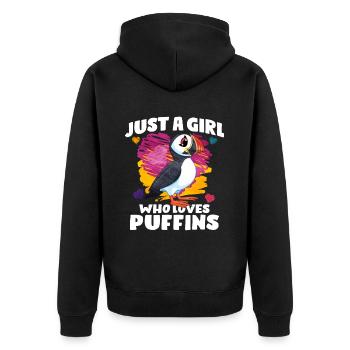 Puffin Bird Gift - Unisex Premium Organic Zip Hoodie - black - Back - Nico (187cm)