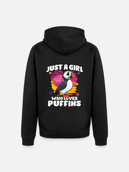 Puffin Bird Gift - Unisex Premium Organic Zip Hoodie - black