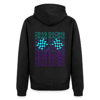 Drag Racing Drag Race Rennfahrer Retro - Unisex Premium Bio Zip Hoodie - Schwarz - Hinten - Nico (187cm)