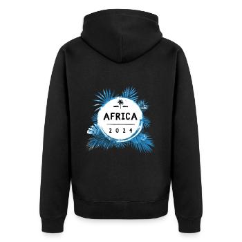 Afrika 2024 Bunt - Unisex Premium Bio Zip Hoodie - Schwarz - Hinten - Nico (187cm)