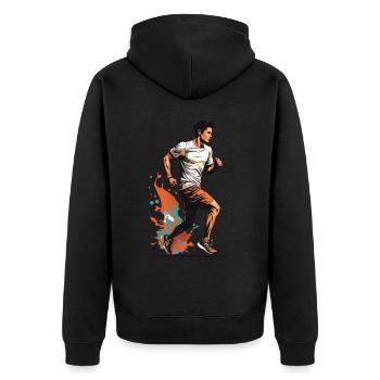 Streetwear, Jogging, Design, Esthétique, Fitness - Veste à capuche bio Premium Unisexe - noir - Dos - Nico (187cm)