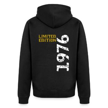 1976 Limited Edition Birthday Gift Wife Husband - Unisex Premium Organic Zip Hoodie - black - Back - Nico (187cm)