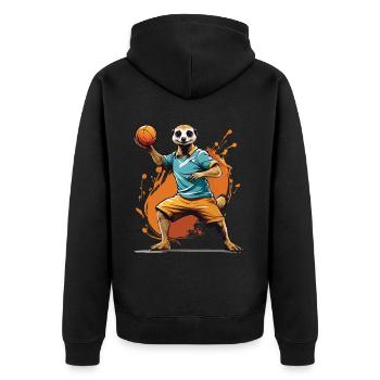 Joueur de handball suricate style streetwear - Veste à capuche bio Premium Unisexe - noir - Dos - Nico (187cm)