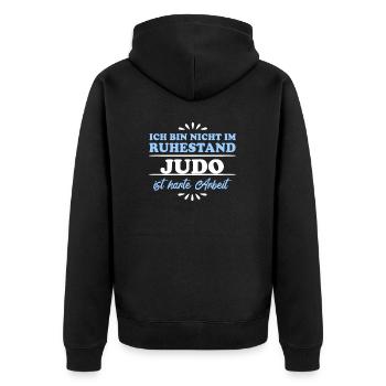 Ruhestand Rentner Pensioner Judoka - Unisex Premium Bio Zip Hoodie - Schwarz - Hinten - Nico (187cm)