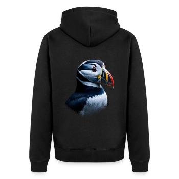 Puffin Bird Gift - Unisex Premium Organic Zip Hoodie - black - Back - Nico (187cm)