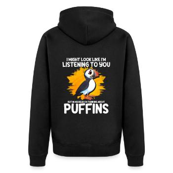 Puffin Bird Gift - Unisex Premium Organic Zip Hoodie - black - Back - Nico (187cm)