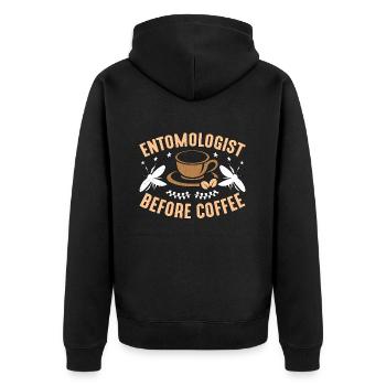Entomologist Before Coffee Entomology Coffee Lover - Unisex Premium Bio Zip Hoodie - Schwarz - Hinten - Nico (187cm)