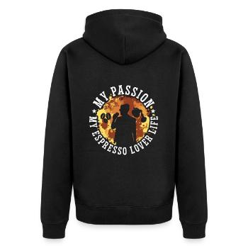 Amateur d’espresso Ma passion Ma cafetière Barista - Veste à capuche bio Premium Unisexe - noir - Dos - Nico (187cm)