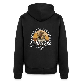 Amateur d’espresso Une histoire courte Je suis une cafetière - Veste à capuche bio Premium Unisexe - noir - Dos - Nico (187cm)