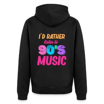Ich Höre Lieber 90er-jahre-musik, Boomer-age, - Unisex Premium Bio Zip Hoodie - Schwarz - Hinten - Nico (187cm)