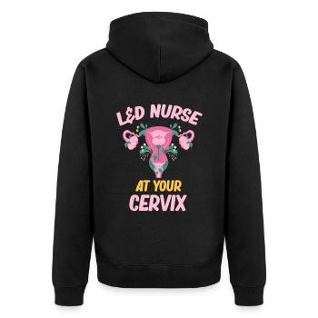 L&d Krankenschwester Sie Schieben Ich Werde Wehen - Unisex Premium Bio Zip Hoodie - Schwarz - Hinten - Nico (187cm)