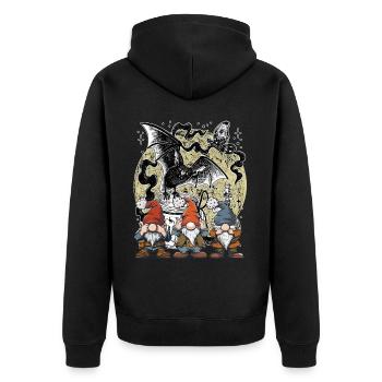 Fledermaus Geisterstunde Zwerge Zauberei Märchen - Unisex Premium Bio Zip Hoodie - Schwarz - Hinten - Nico (187cm)