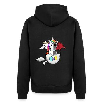 Bébé Licorne Naissance Coquille D’oeuf Bons Mauvais Oeufs - Veste à capuche bio Premium Unisexe - noir - Dos - Nico (187cm)