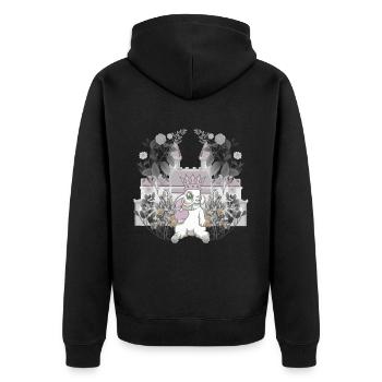 Bunny King Ruler Retro Vintage Fairy Tale Character - Unisex Premium Organic Zip Hoodie - black - Back - Nico (187cm)