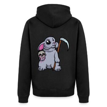 Satanisch Hase Sensenmann Tod Horror Halloween - Unisex Premium Bio Zip Hoodie - Schwarz - Hinten - Nico (187cm)
