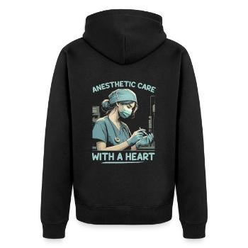 Nurse Anesthetist Medicine Hospital Anesthesia - Unisex Premium Organic Zip Hoodie - black - Back - Nico (187cm)