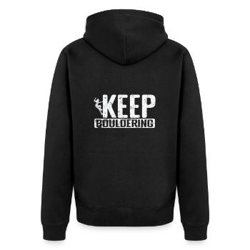 Keep Bouldering - Unisex Premium Organic Zip Hoodie - black - Back - Nico (187cm)