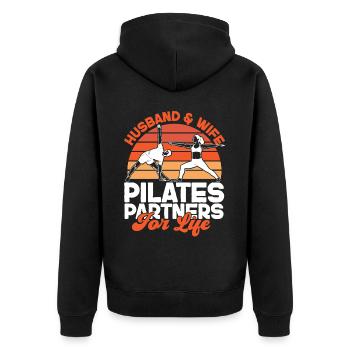 Pilates Instructor Teacher Husband - Unisex Premium Organic Zip Hoodie - black - Back - Nico (187cm)