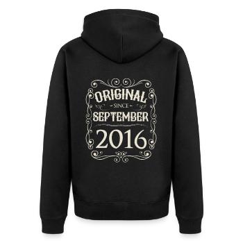 Vintage - Original since September 2016 Birthday - Unisex Premium Organic Zip Hoodie - black - Back - Nico (187cm)