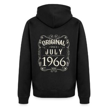 Vintage - Original since Juli 1966 Geburtstag - Unisex Premium Bio Zip Hoodie - Schwarz - Hinten - Nico (187cm)