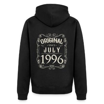 Vintage - Original since Juli 1996 Geburtstag - Unisex Premium Bio Zip Hoodie - Schwarz - Hinten - Nico (187cm)