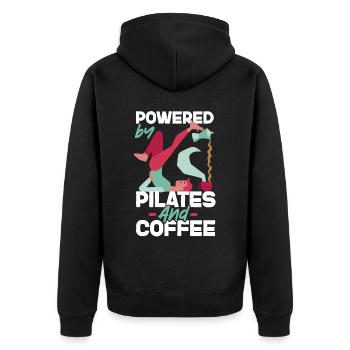 Pilates Instructor Teacher Coffee - Unisex Premium Organic Zip Hoodie - black - Back - Nico (187cm)