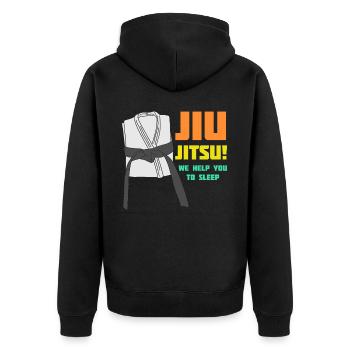 BJJ Ju-Jitsu Brasilian Jiu-Jitsu - Unisex Premium Bio Zip Hoodie - Schwarz - Hinten - Nico (187cm)