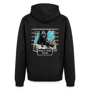 Fluff and Stuff Felon Schipperke Dog Mug Shot - Unisex Premium Bio Zip Hoodie - Schwarz - Hinten - Nico (187cm)