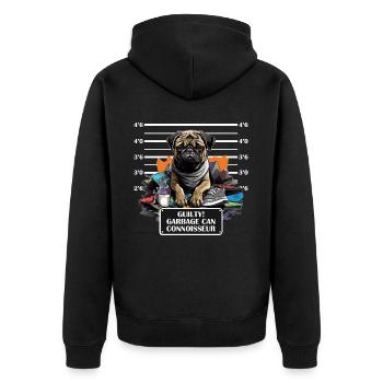 Pug Mug Shot Funny Prisoner Pet Dog Lover - Unisex Premium Bio Zip Hoodie - Schwarz - Hinten - Nico (187cm)