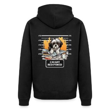 Cute Shih Tzu Mug Shot Dog Funny Pet Parenting - Unisex Premium Bio Zip Hoodie - Schwarz - Hinten - Nico (187cm)