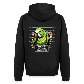 Green Quaker Parakeet Mug Shot Funny Parrot Lover - Unisex Premium Bio Zip Hoodie - Schwarz - Hinten - Nico (187cm)
