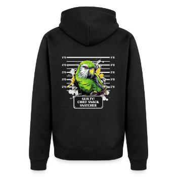 Green Quaker Parrot Funny Mug Shot Parakeet - Unisex Premium Bio Zip Hoodie - Schwarz - Hinten - Nico (187cm)