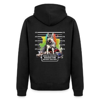 Wolf Dog Mug Shot Husky Prisoner Arrest Portrait - Unisex Premium Bio Zip Hoodie - Schwarz - Hinten - Nico (187cm)