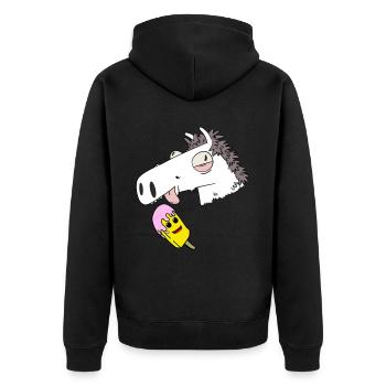 Pferd Sommer Eiskrem Hunger naschen Erfrischung - Unisex Premium Bio Zip Hoodie - Schwarz - Hinten - Nico (187cm)