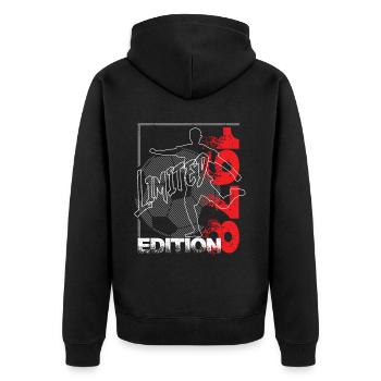 Limited Edition 1978 Limited Edition Football - Unisex Premium Organic Zip Hoodie - black - Back - Nico (187cm)