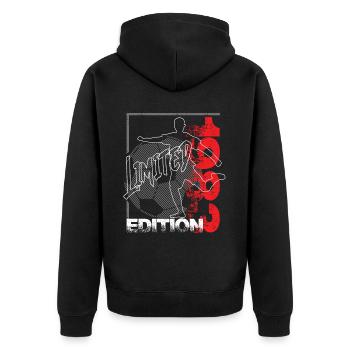Limited Edition 1983 Limited Edition Fußball - Unisex Premium Bio Zip Hoodie - Schwarz - Hinten - Nico (187cm)
