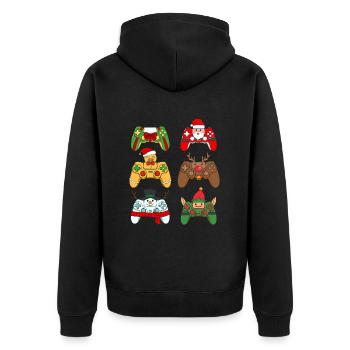Christmas Gaming Controller - Unisex Premium Bio Zip Hoodie - Schwarz - Hinten - Nico (187cm)