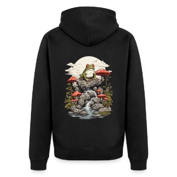 Goblincore Frog Streetwear Aesthetic Vintage - Unisex Premium Organic Zip Hoodie - black - Back - Nico (187cm)