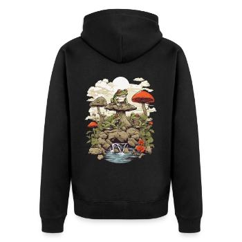 The Frog Streetwear Aesthetic Vintage Design - Unisex Premium Organic Zip Hoodie - black - Back - Nico (187cm)