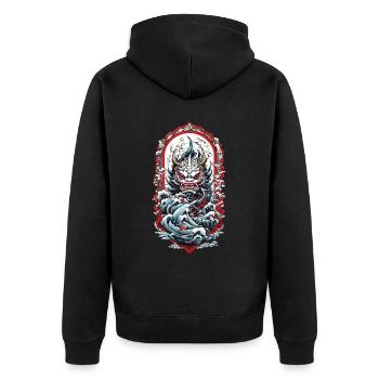 Esthétique du monstre marin Yokai Démon japonais - Veste à capuche bio Premium Unisexe - noir - Dos - Nico (187cm)