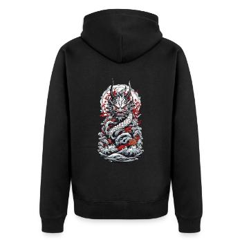 Monstre marin Esthétique Yokai Oni japonais - Veste à capuche bio Premium Unisexe - noir - Dos - Nico (187cm)