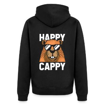 Capybara Wasserschwein - Unisex Premium Bio Zip Hoodie - Schwarz - Hinten - Nico (187cm)