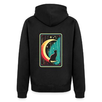 Mond Tarot Katze Chat de lune - Veste à capuche bio Premium Unisexe - noir - Dos - Nico (187cm)