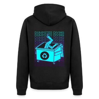Dumpster Diving Garbage Diver Trash Picker Retro - Unisex Premium Organic Zip Hoodie - black - Back - Nico (187cm)