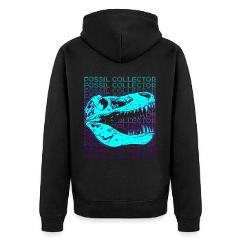 Fossil Collector Paleontology Fossil Hunter Retr - Unisex Premium Organic Zip Hoodie - black - Back - Nico (187cm)